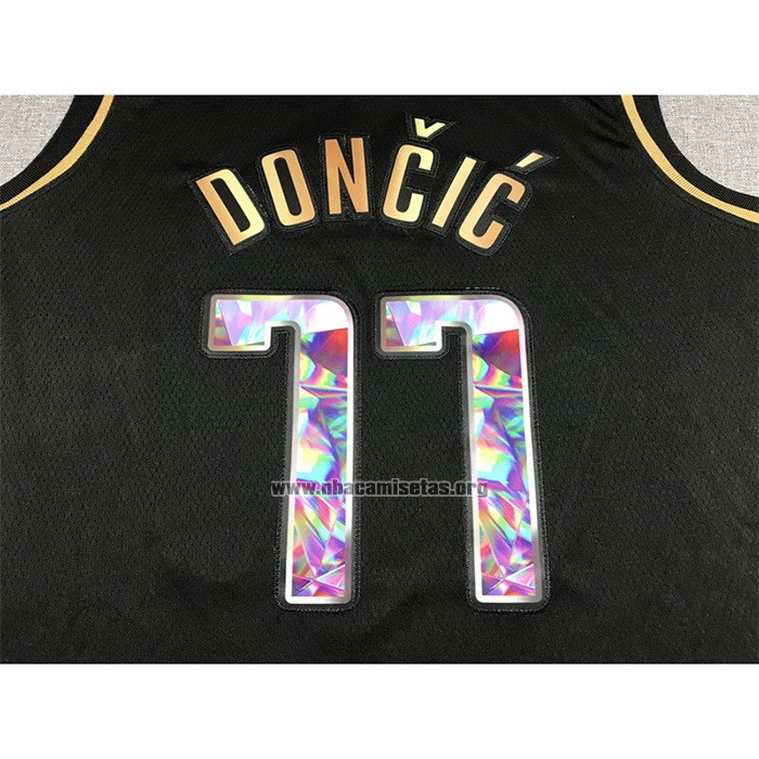 Camiseta Golden Edition Dallas Mavericks Luka Doncic NO 77 2021-22 Negro